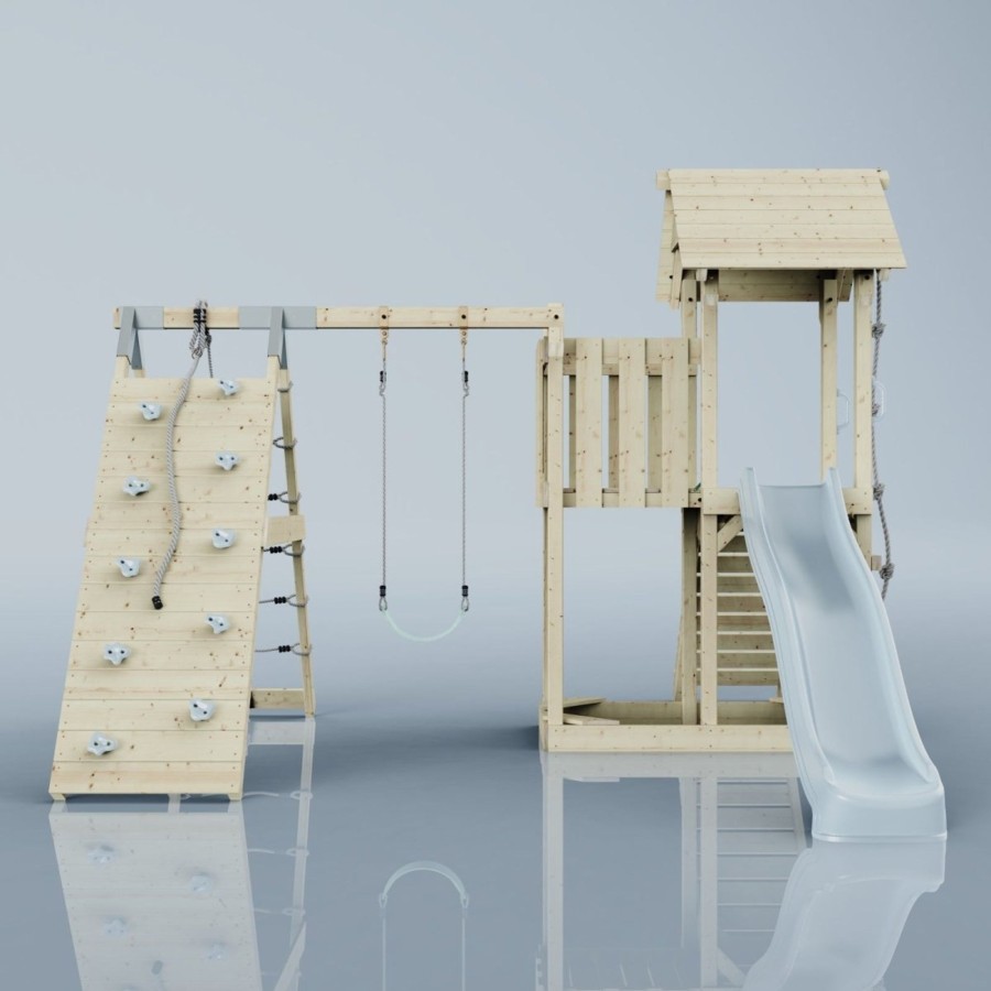 Climbing Frames OutdoorToys Climbing Frames With Rock Walls | Polarplay Balcony Tower Kids Wooden Climbing Frame - Climb & Swing Kory Mist