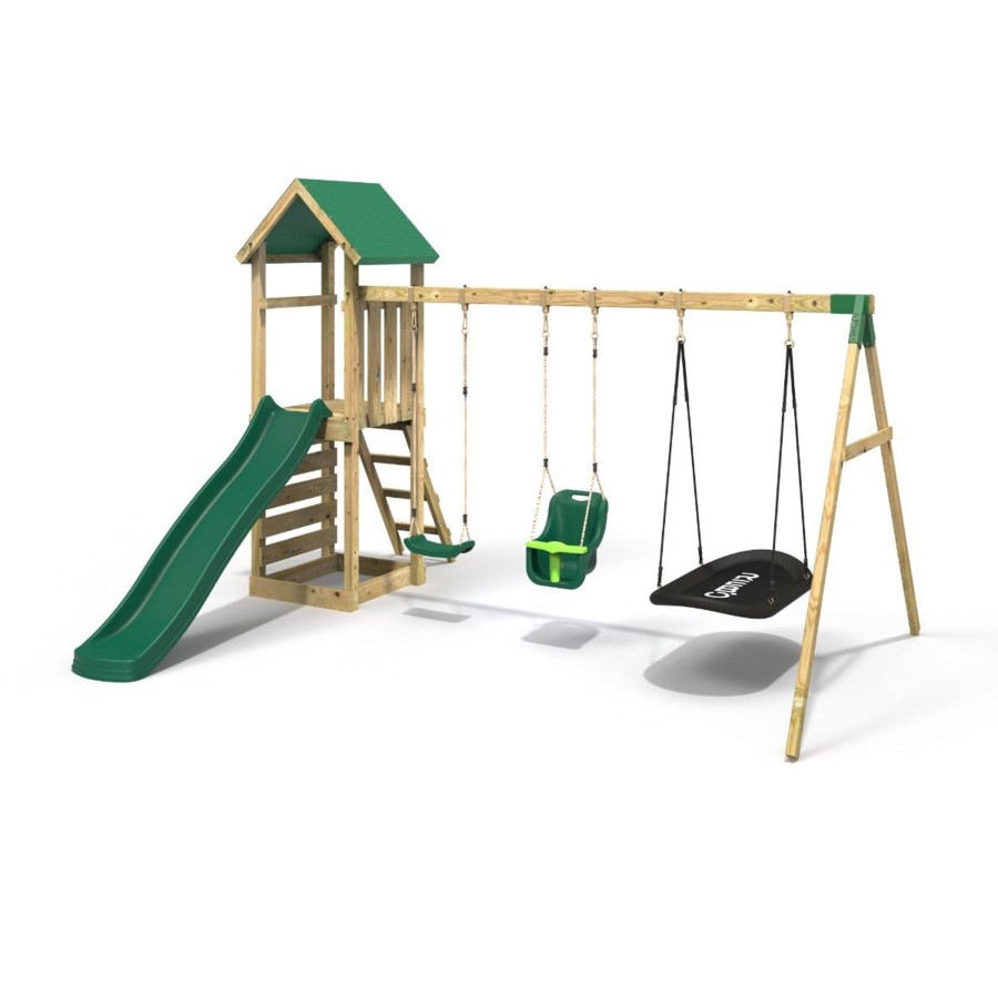 Climbing Frames OutdoorToys Climbing Frames With Rock Walls | Rebo Adventure Wooden Climbing Frame, Swing Set And Slide - Snowdon