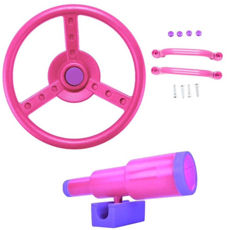 Climbing Frames OutdoorToys Accessories & Addons | Rebo Steering Wheel Telescope And Handgrips - Pink