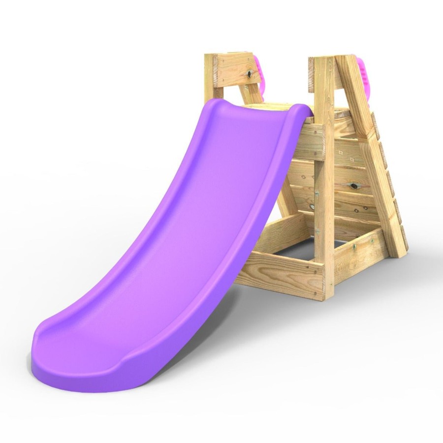 Garden Toys OutdoorToys All Slides | Rebo 4Ft Toddler Adventure Slide With Wooden Platform And Climbing Wall - Purple