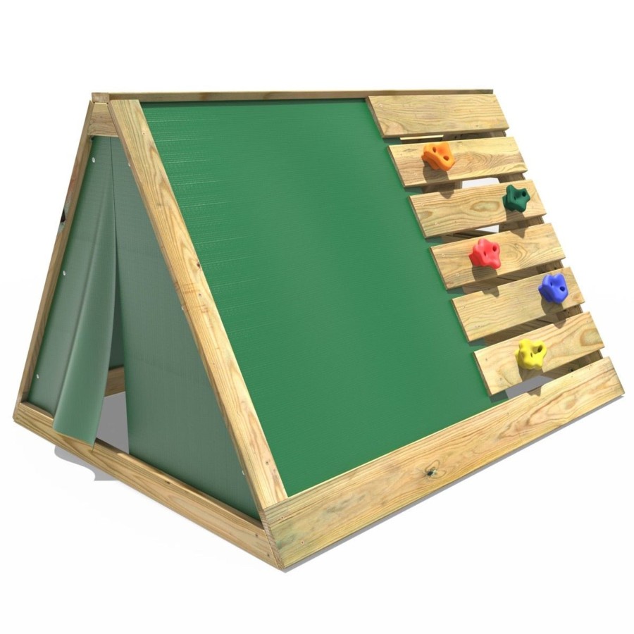 Climbing Frames OutdoorToys Pyramid Climbing Frames | Rebo Mini Wooden Climbing Pyramid Adventure Playset + Den - Green