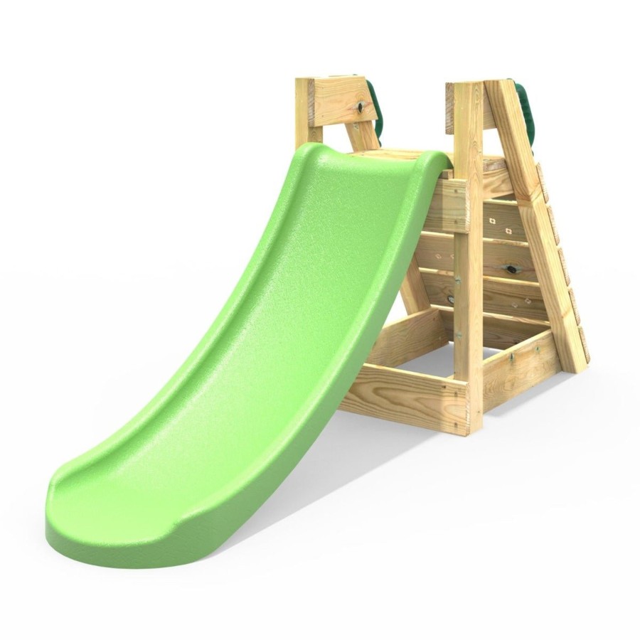 Garden Toys OutdoorToys All Slides | Rebo 4Ft Toddler Adventure Slide With Wooden Platform And Climbing Wall - Green