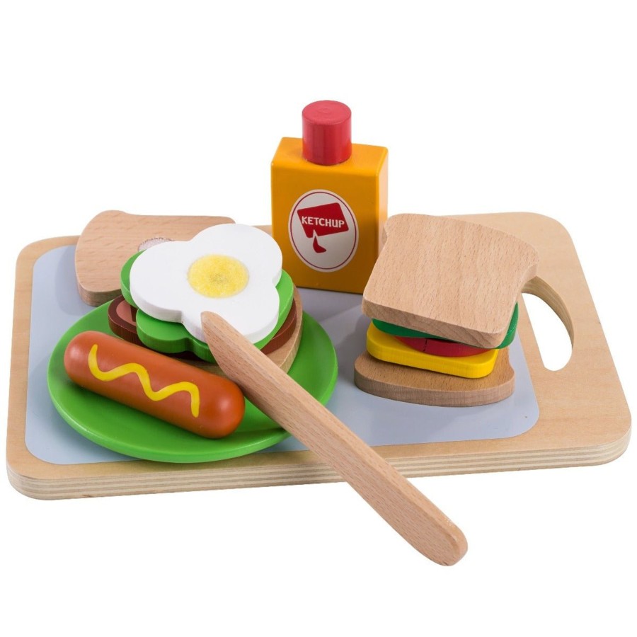 Garden Toys OutdoorToys Baby Toys | Pretend Sandwich Making Non-Toxic Wooden Food Set For Imaginative Play