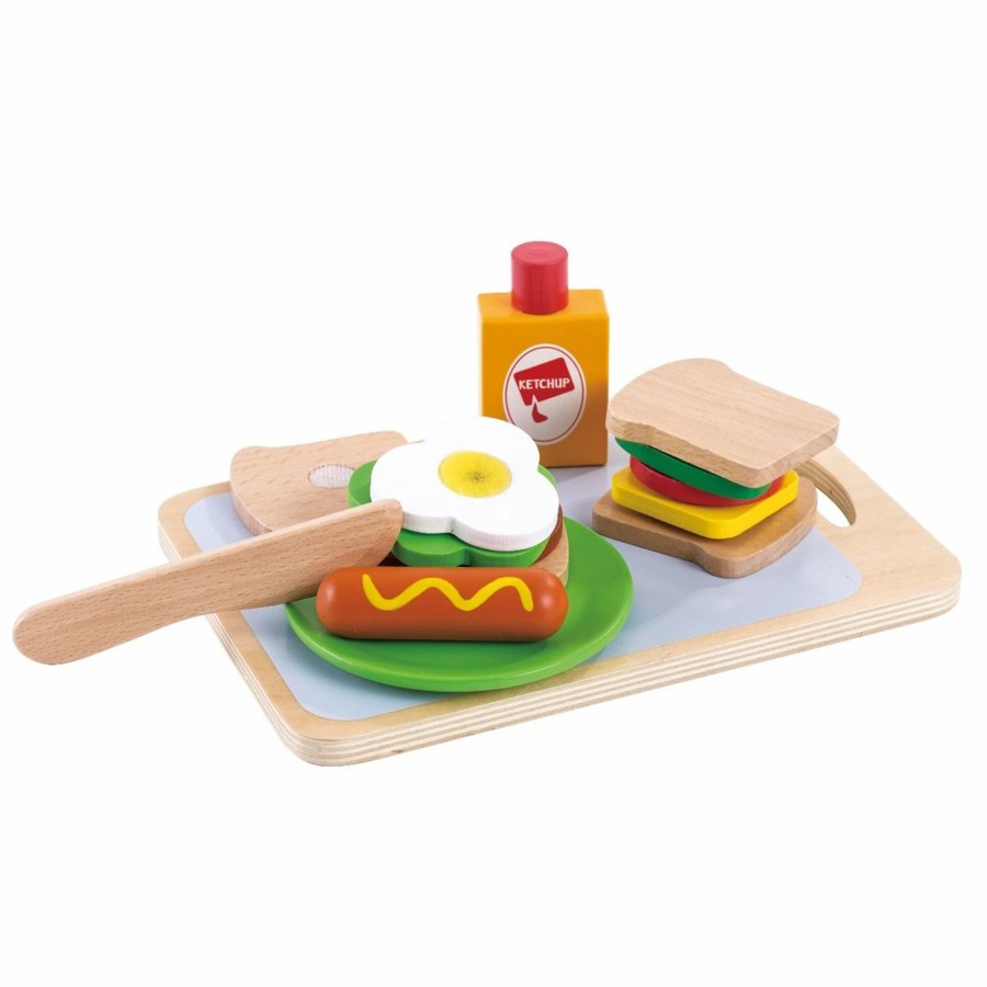 Garden Toys OutdoorToys Baby Toys | Pretend Sandwich Making Non-Toxic Wooden Food Set For Imaginative Play