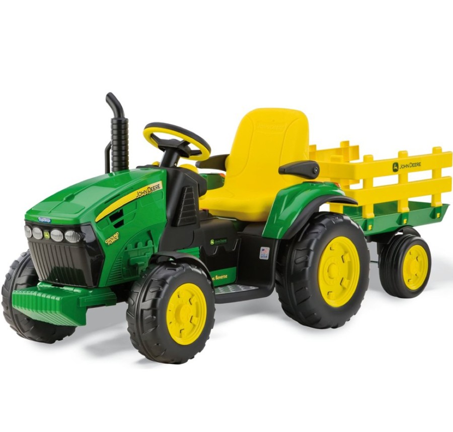 Ride On Toys OutdoorToys Ride On Tractors | Peg Perego Licensed John Deere Ground Force Tractor With Trailer 12V Ride On - Green