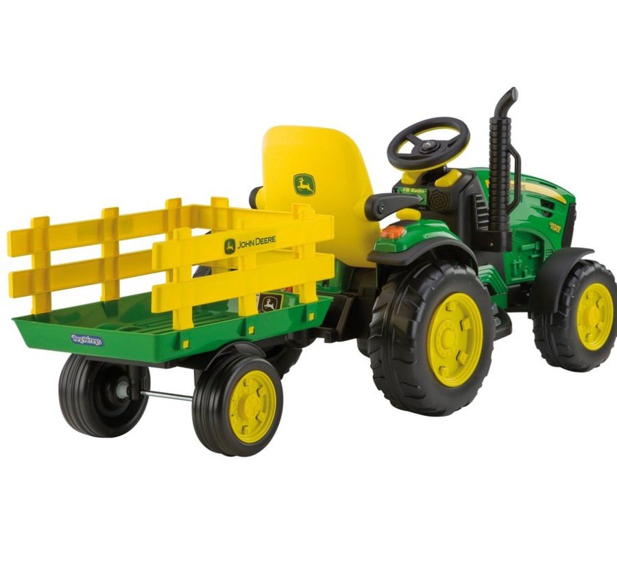 Ride On Toys OutdoorToys Ride On Tractors | Peg Perego Licensed John Deere Ground Force Tractor With Trailer 12V Ride On - Green