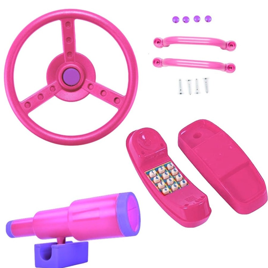 Climbing Frames OutdoorToys Accessories & Addons | Rebo Telephone, Steering Wheel, Telescope And Handgrips - Pink