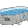 Swimming Pools OutdoorToys Steel Frame Pools | Bestway Power Steel Swim Vista Series 16Ft X 10Ft X 42In Oval Pool Set With Filter Pump Bw56946