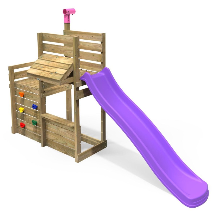 Swings OutdoorToys Swing Accessories | Rebo Deluxe Add On Activity Platform & 8Ft Slide For Wooden Swing Sets - Purple