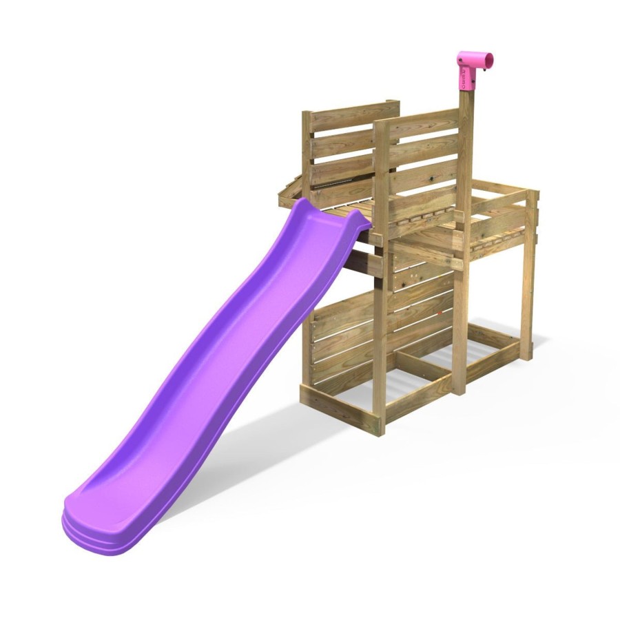 Swings OutdoorToys Swing Accessories | Rebo Deluxe Add On Activity Platform & 8Ft Slide For Wooden Swing Sets - Purple