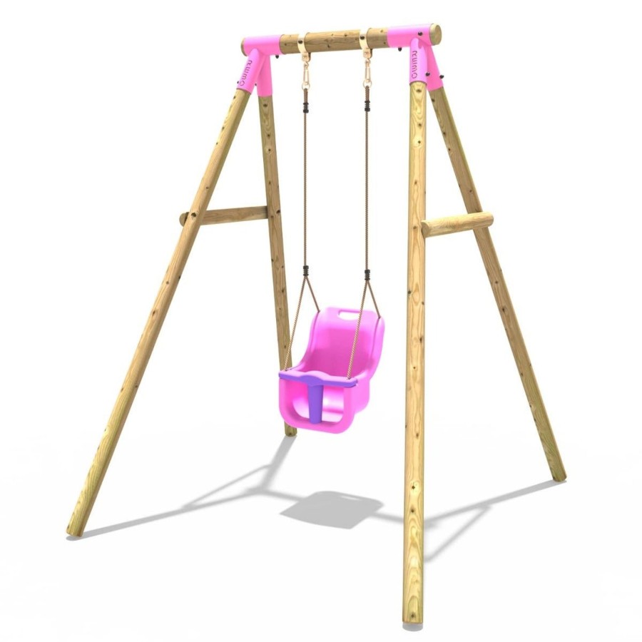 Swings OutdoorToys Wooden Swings | Rebo Wooden Garden Swing Sets - Pluto Pink