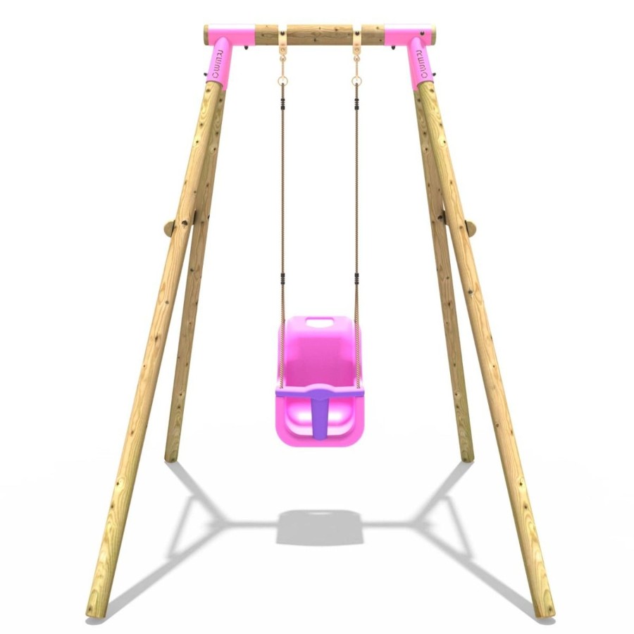 Swings OutdoorToys Wooden Swings | Rebo Wooden Garden Swing Sets - Pluto Pink