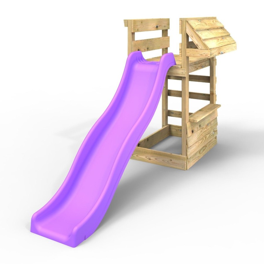 Swings OutdoorToys Swing Accessories | Shop Pack Add-On Wooden Platform With 6Ft Slide For Rebo Swing Sets Purple