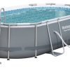 Swimming Pools OutdoorToys Steel Frame Pools | Bestway Power Steel Oval 14Ft X 8Ft 2In X 39.5In Pool (7,250L) With Flowclear Filter Pump Bw56620