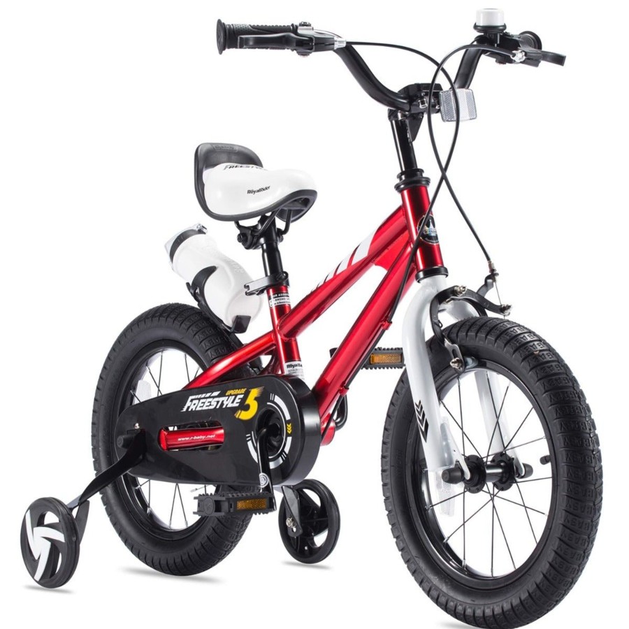 Ride On Toys OutdoorToys Kids Bikes | Royalbaby Freestyle 12" Unisex Kids Bike With Stabilisers - Red