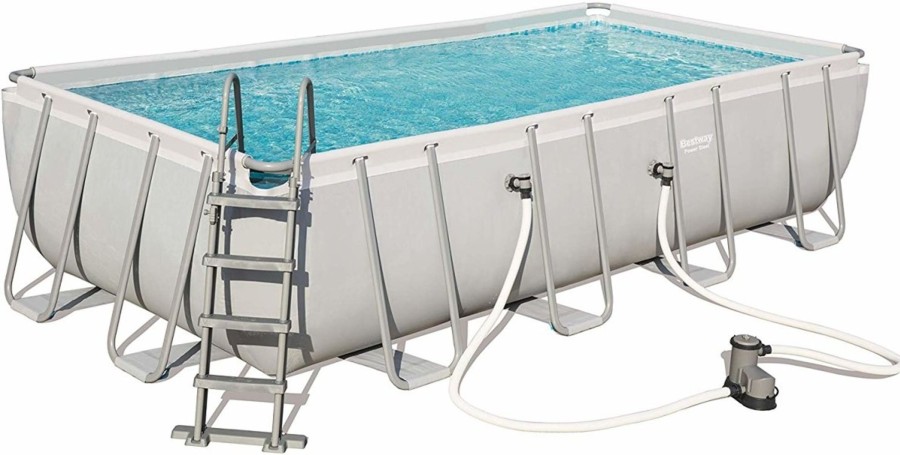 Swimming Pools OutdoorToys Steel Frame Pools | Bestway 18Ft X 9Ft X 48In Power Steel Rectangle Pool Set Bw56465