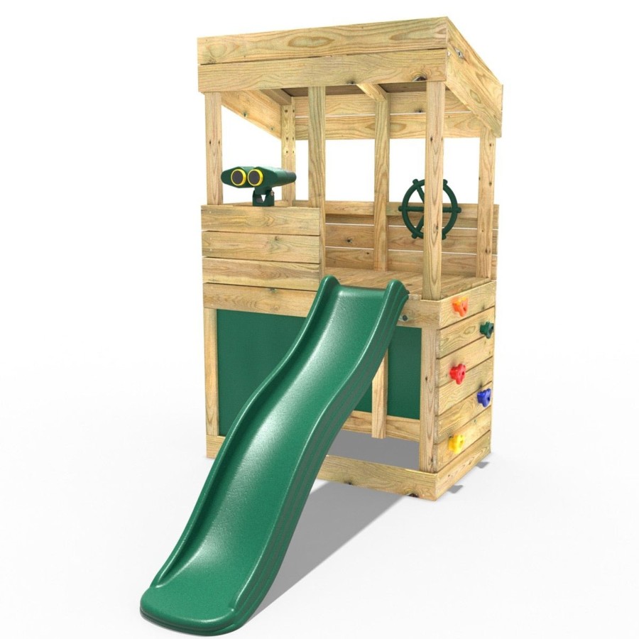 Playhouses OutdoorToys Playhouses With Slides | Rebo Wooden Lookout Tower Playhouse With 6Ft Slide - Lookout With Den & Adventure