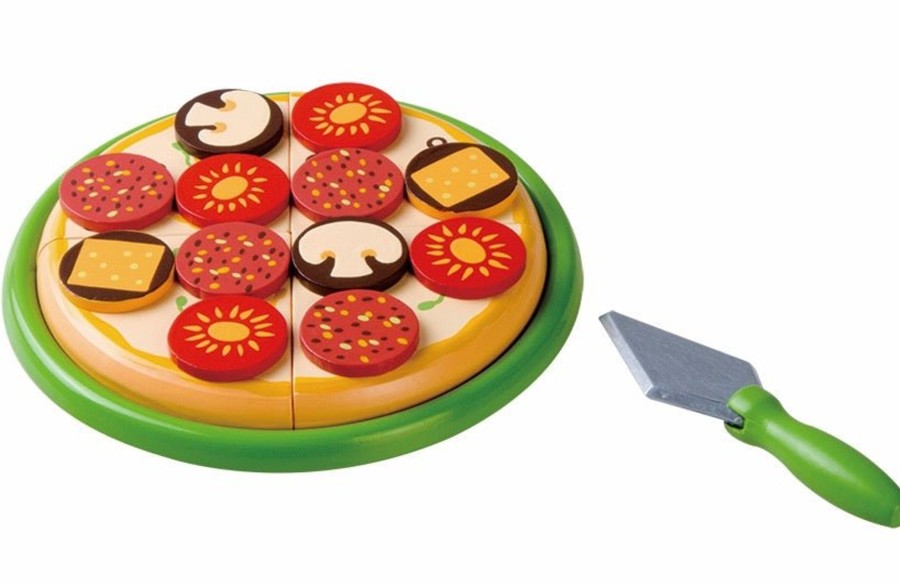 Garden Toys OutdoorToys Baby Toys | Pretend Pizza Making Non-Toxic Wooden Food Set For Imaginative Play