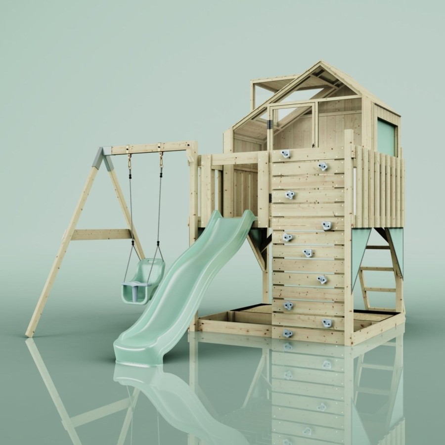 Playhouses OutdoorToys Playhouses With Slides And Swings | Polarplay Kids Climbing Tower & Playhouse - Swing Eerika Sage