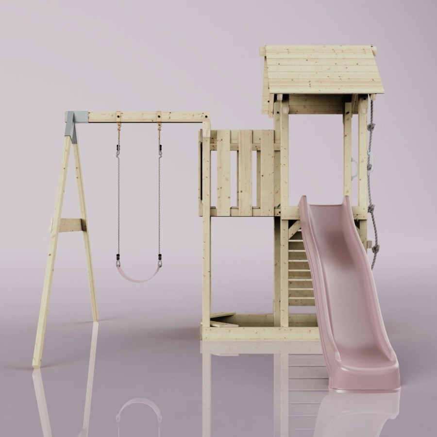 Climbing Frames OutdoorToys Climbing Frames With Swings | Polarplay Balcony Tower Kids Wooden Climbing Frame - Swing Bjorn Rose