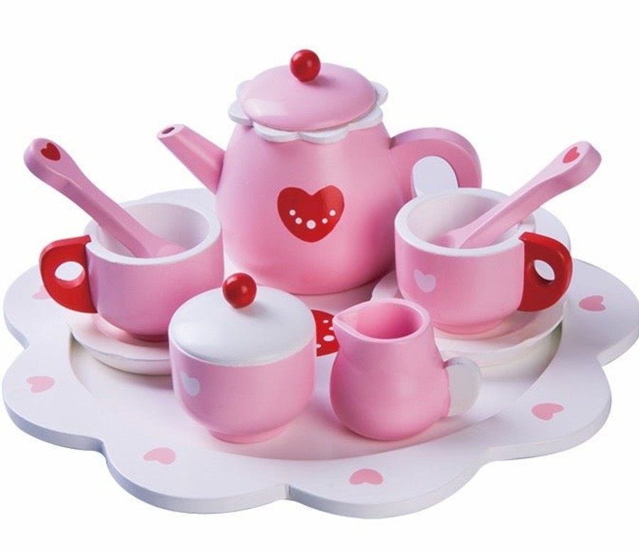 Garden Toys OutdoorToys Baby Toys | Heart Tea Set Non-Toxic Wooden Pretend Game For Imaginative Play