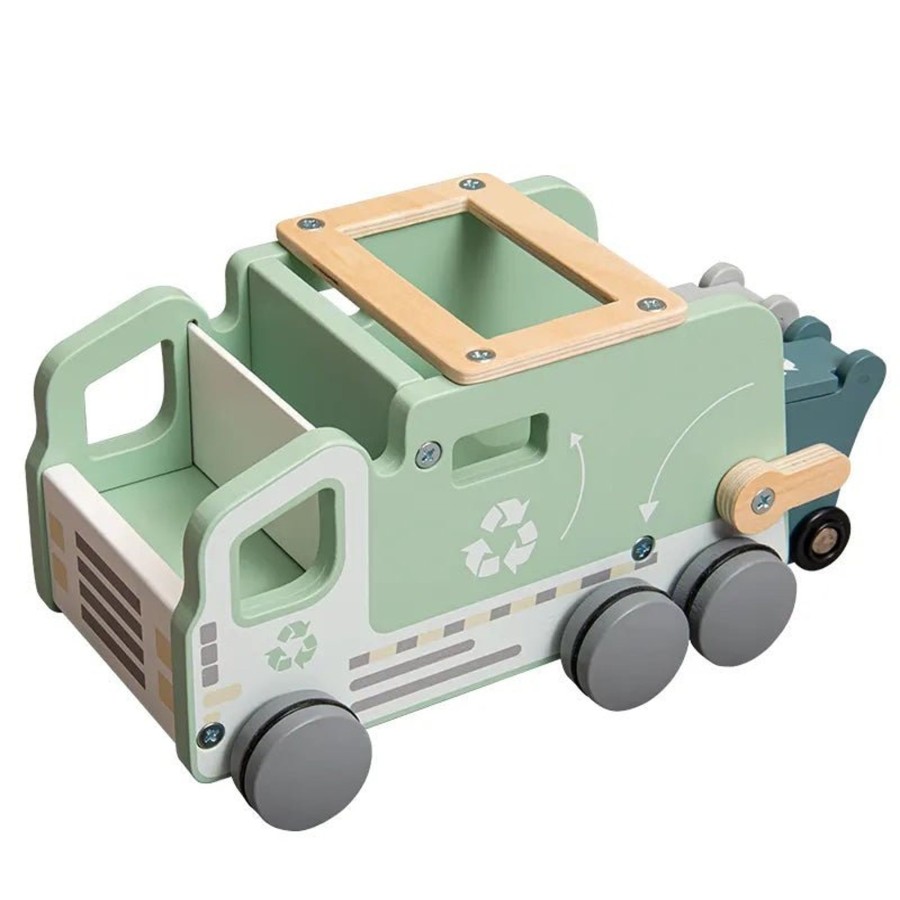 Garden Toys OutdoorToys Baby Toys | Polarplay Push Along Wooden Recycling Truck Toy