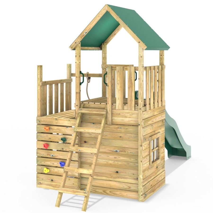 Climbing Frames OutdoorToys Climbing Frames With Rock Walls | Rebo Modular Wooden Climbing Frame Adventure Playset - M8 Plus Ramp