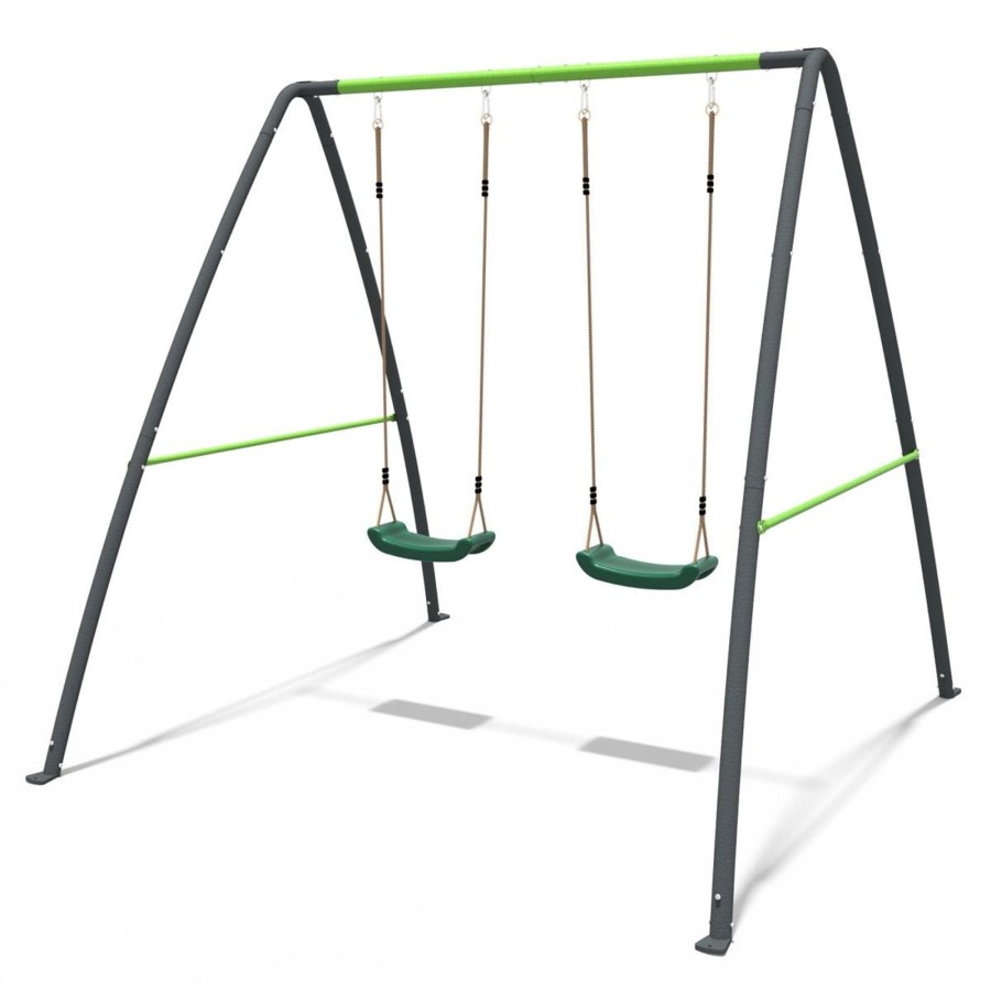 Swings OutdoorToys Metal Swing Sets | Rebo Steel Series Metal Swing Set - Double Swing Green