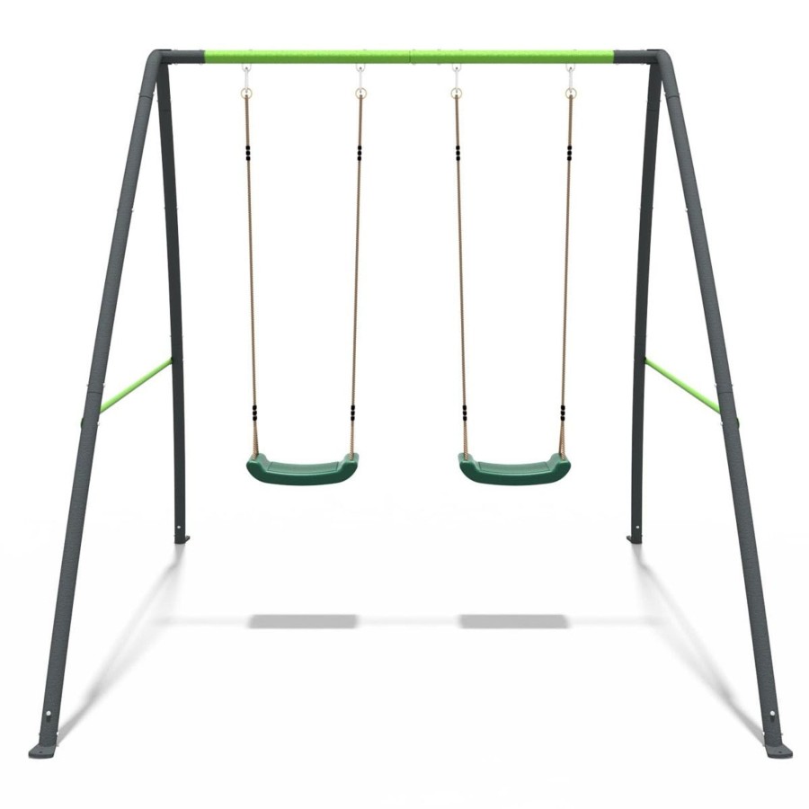 Swings OutdoorToys Metal Swing Sets | Rebo Steel Series Metal Swing Set - Double Swing Green