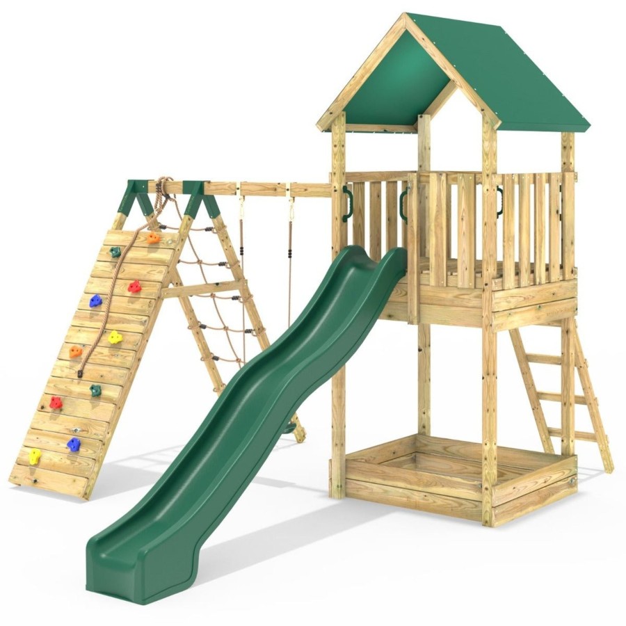 Climbing Frames OutdoorToys Climbing Frames With Rock Walls | Rebo Modular Wooden Climbing Frame Adventure Playset - Swing & Climb Wychwood