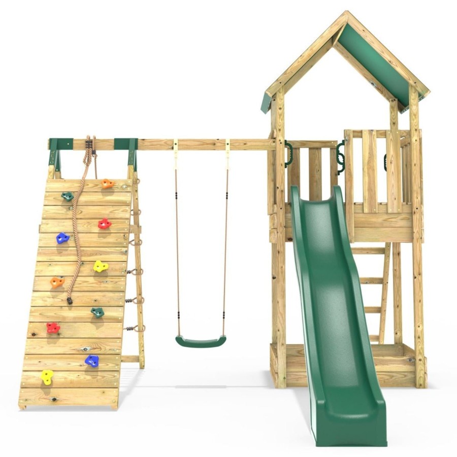 Climbing Frames OutdoorToys Climbing Frames With Rock Walls | Rebo Modular Wooden Climbing Frame Adventure Playset - Swing & Climb Wychwood