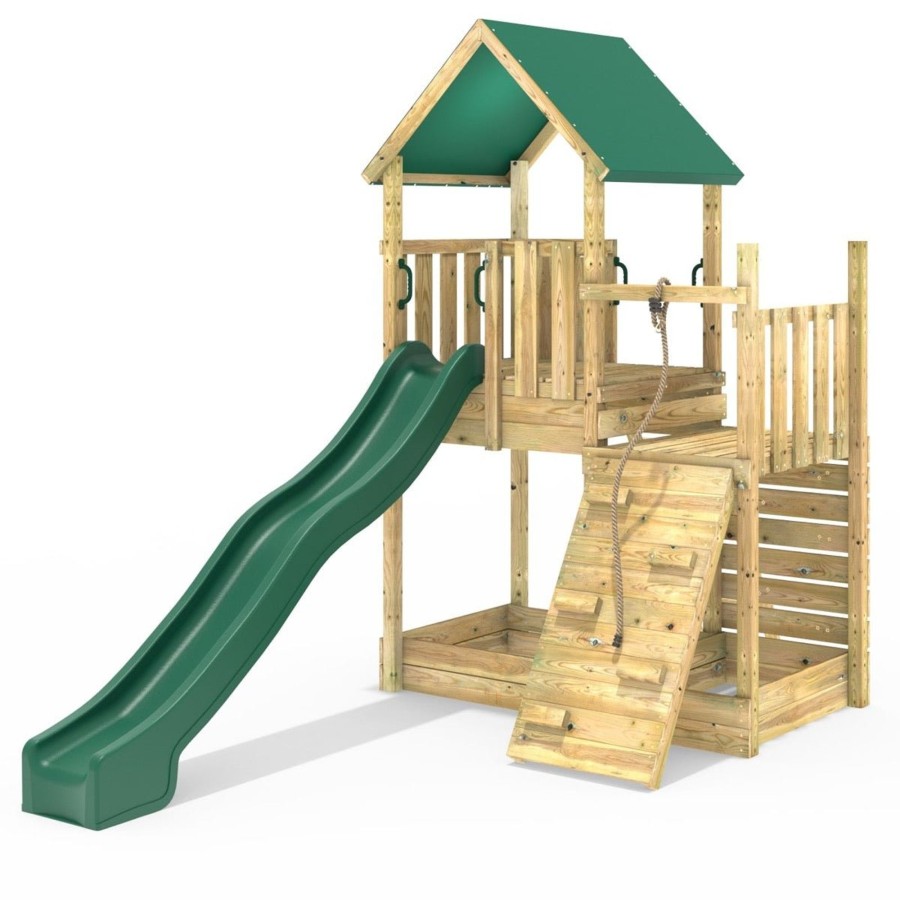 Climbing Frames OutdoorToys Climbing Frames With Rock Walls | Rebo Modular Wooden Climbing Frame Adventure Playset - M3 Plus Ramp