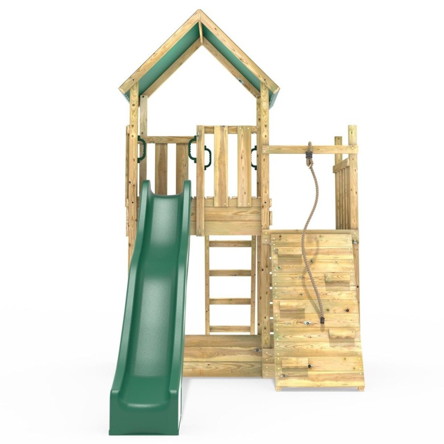 Climbing Frames OutdoorToys Climbing Frames With Rock Walls | Rebo Modular Wooden Climbing Frame Adventure Playset - M3 Plus Ramp