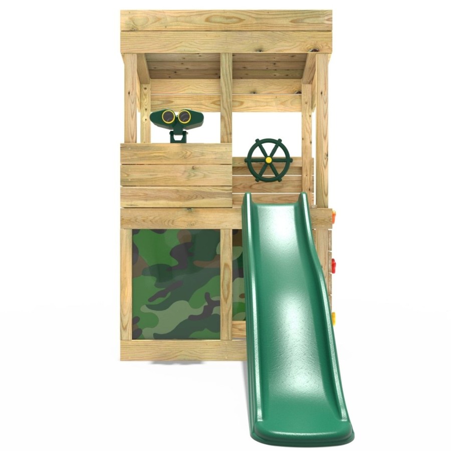 Playhouses OutdoorToys Playhouses With Slides | Rebo Wooden Lookout Tower Playhouse With 6Ft Slide - Lookout With Den & Adventure Camouflage