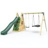 Climbing Frames OutdoorToys Pyramid Climbing Frames | Rebo Wooden Pyramid Activity Frame With Swings & 10Ft Water Slide - Rainbow