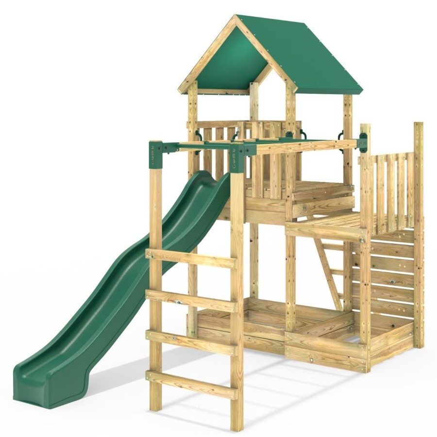 Climbing Frames OutdoorToys Climbing Frames With Rock Walls | Rebo Modular Wooden Climbing Frame Adventure Playset - M3 Plus Monkey Bars