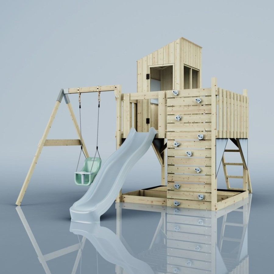 Playhouses OutdoorToys Playhouses With Slides And Swings | Polarplay Kids Climbing Tower & Playhouse - Swing Helka Mist