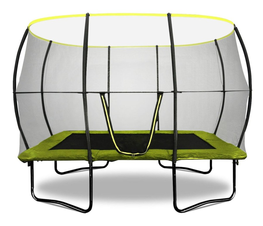 Trampolines OutdoorToys Rectangle Trampolines | Rebo Base Jump 2 10 X 7Ft Rectangle Trampoline With Halo Ii Enclosure