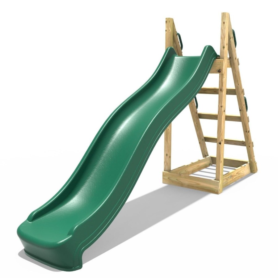 Garden Toys OutdoorToys All Slides | Rebo Free Standing Garden Wave Water Slide With Wooden Platform - 8Ft Slide Dark Green