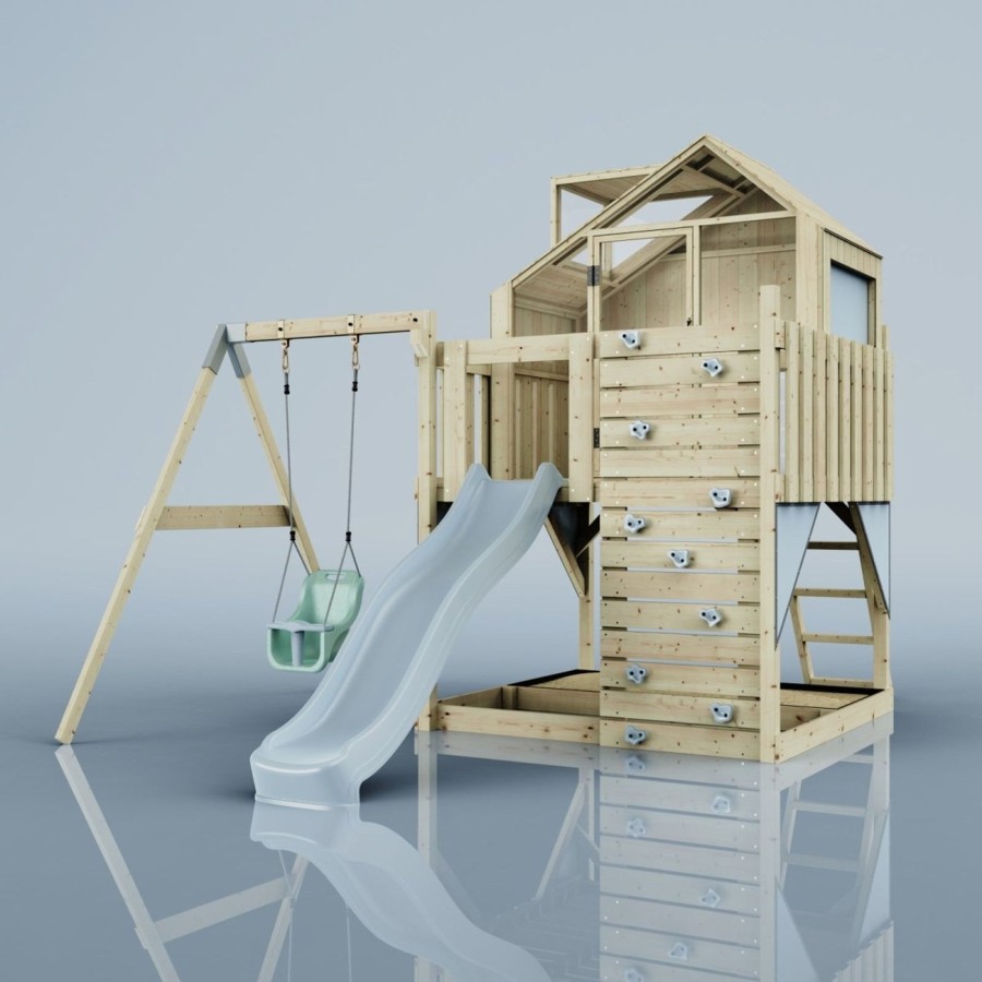 Playhouses OutdoorToys Playhouses With Slides And Swings | Polarplay Kids Climbing Tower & Playhouse - Swing Eerika Mist