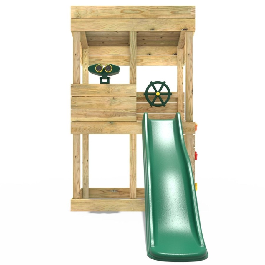 Playhouses OutdoorToys Playhouses With Slides | Rebo Wooden Lookout Tower Playhouse With 6Ft Slide - Lookout With Adventure Pack