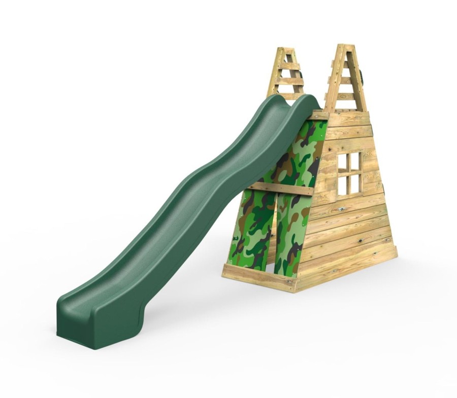 Garden Toys OutdoorToys All Slides | Rebo Wooden Free Standing Slide With 10Ft Water Slide - With Den Pack