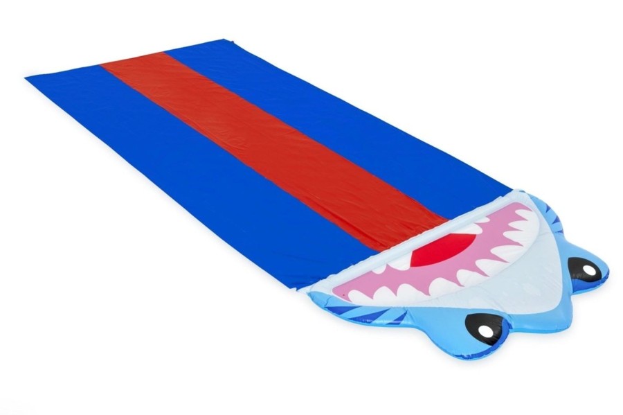 Swimming Pools OutdoorToys Covers, Filters & Accessories | Bestway H2Ogo! Splashy Shark Triple Lane Race Water Slide With Drench Pool Bw52390