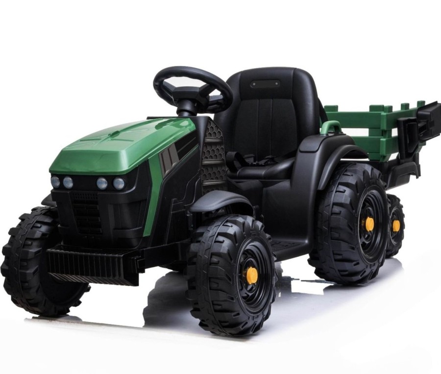 Ride On Toys OutdoorToys Ride On Tractors | Farmtrac Children'S Electric 12V Ride On Tractor With Trailer