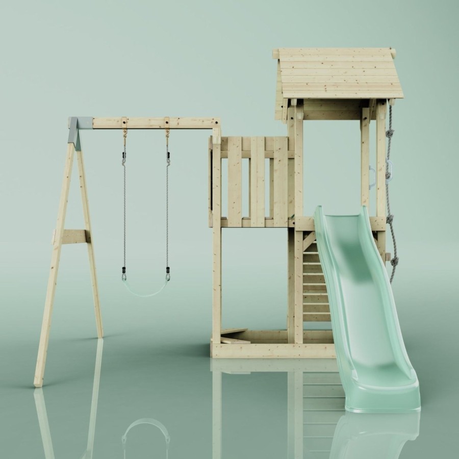 Climbing Frames OutdoorToys Climbing Frames With Swings | Polarplay Balcony Tower Kids Wooden Climbing Frame - Swing Bjorn Sage