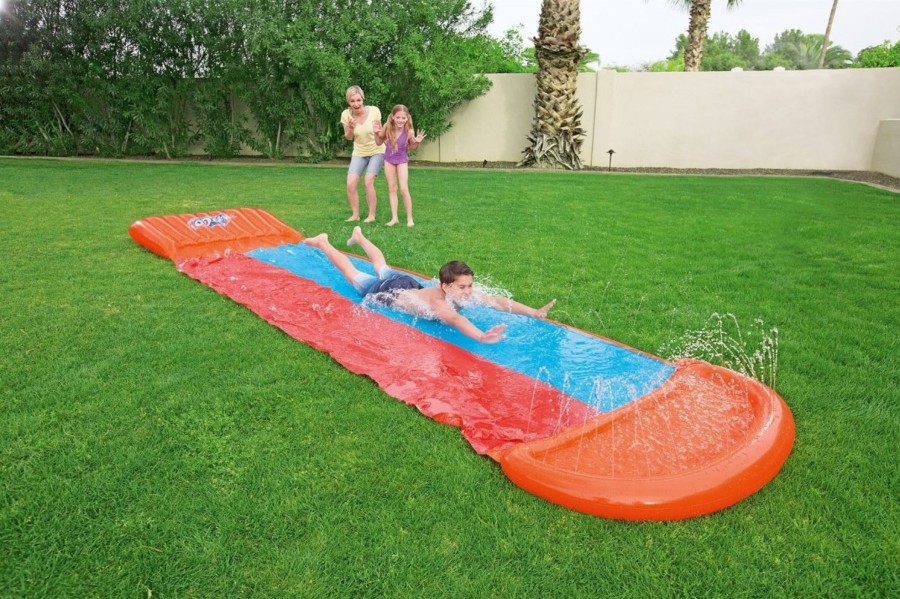 Swimming Pools OutdoorToys Covers, Filters & Accessories | Bestway H20Go! Double Slider With Speed Ramp & Wet Drench Pool