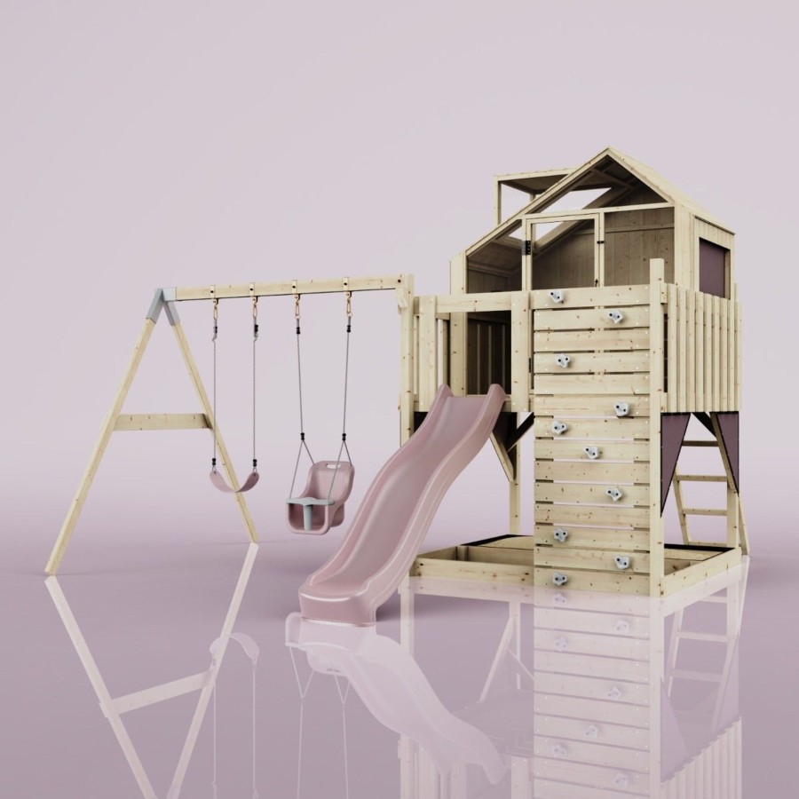 Playhouses OutdoorToys Playhouses With Slides And Swings | Polarplay Kids Climbing Tower & Playhouse - Swing Saga Rose