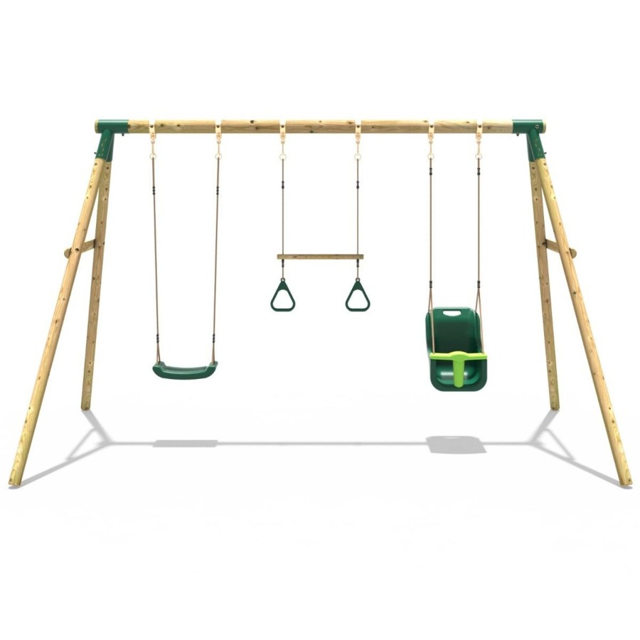 Swings OutdoorToys Wooden Swings | Rebo Wooden Garden Triple Swing Set - Galaxy