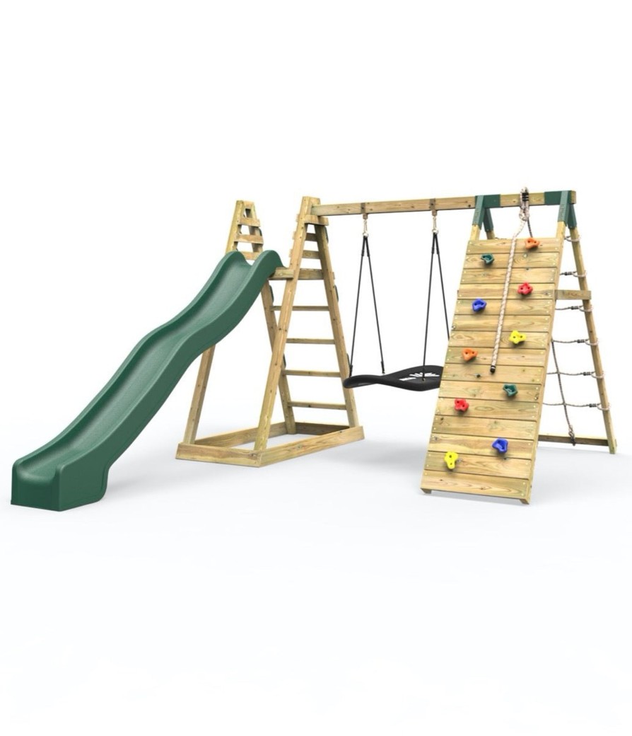 Climbing Frames OutdoorToys Pyramid Climbing Frames | Rebo Wooden Pyramid Climbing Frame With Swings & 10Ft Water Slide - Cloudcap