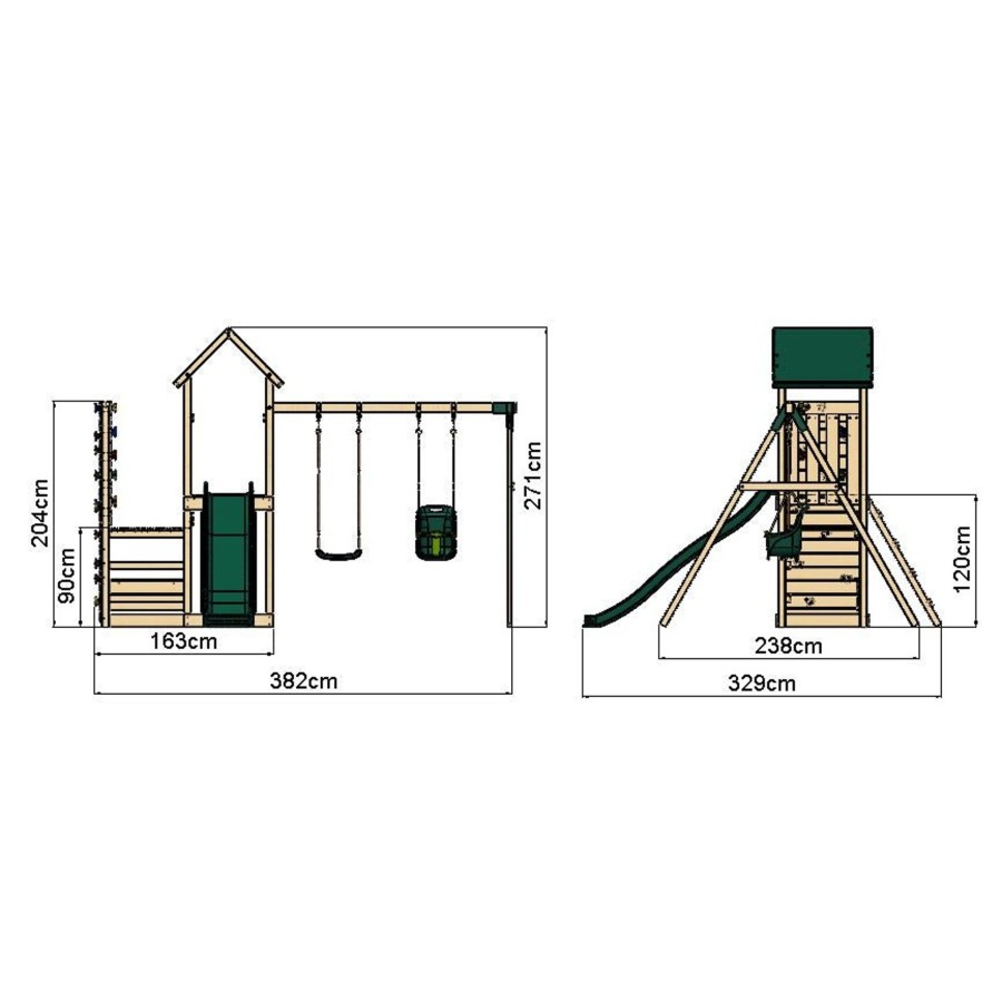 Climbing Frames OutdoorToys Climbing Frames With Rock Walls | Rebo Wooden Climbing Frame With Vertical Rock Wall, Swing Set And Slide - Rainier+ Pink